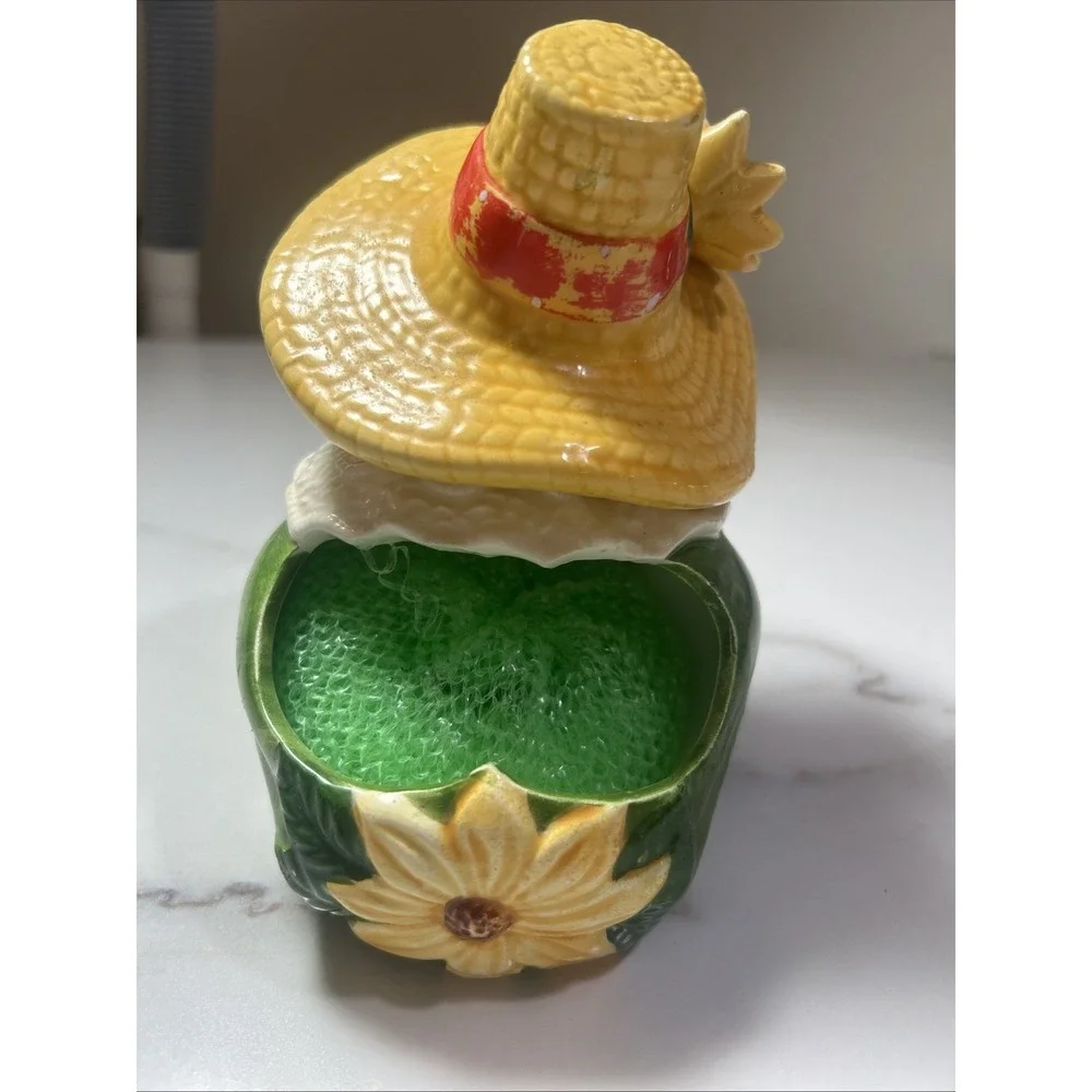 Vintage GIFTCO Pottery Ceramic Toad Frog Garden‎ Decor Figurine Statue Sponge
